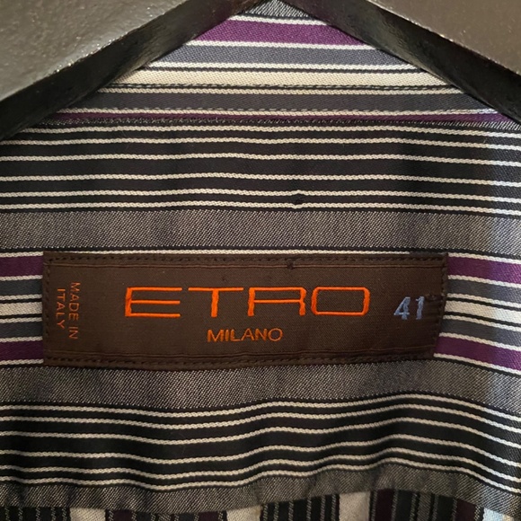 ETRO Mens Striped  Button Down Shirt Sz 41 - Picture 8 of 8